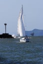 Sailboat Oil Platform Anacapa Island Royalty Free Stock Photo