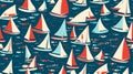 Sailboat pattern on dark blue background