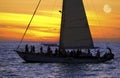 Sailboat People Silhouette Sunset Royalty Free Stock Photo