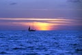 Sailboat People Sunset Silhouette Royalty Free Stock Photo