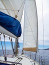 Sailboat prow in the mediterranean sea with blue sky Royalty Free Stock Photo