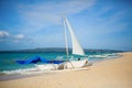 Sailboat on Puka beach, Boracay, Philippines Royalty Free Stock Photo