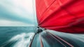 Speeding Sailboat with Red Sail on Open Sea Royalty Free Stock Photo