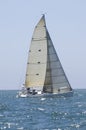 Sailboat Racing In The Blue Ocean Against Sky Royalty Free Stock Photo