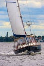 Sailboat racing on the river Royalty Free Stock Photo