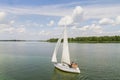 Sailboat sail along the scenic river