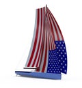Sailboat with sail colored as american flag Royalty Free Stock Photo