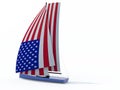 Sailboat with sail colored as american flag Royalty Free Stock Photo