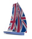 Sailboat with sail colored as UK flag Royalty Free Stock Photo