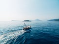 Sailboat sail to the island of Mamula. Montenegro