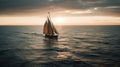 A sailboat sailing across the open ocean created with Generative AI Royalty Free Stock Photo