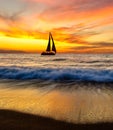 Sunset Sailboat Ocean Inspirational Landscape Vertical