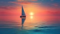 Sailboat sailing at dusk, tranquil seascape adventure generated by AI