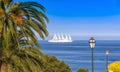 Sailboat sailing in Mediterranean sea Royalty Free Stock Photo