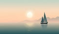 Sailboat Sailing on the Ocean at Sunset - A Tranquil Day with Di