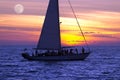 Sailboat Sailing Sunset Moon Ocean Fantasy People Party Royalty Free Stock Photo