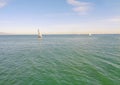 Sailboat Sailing on a Warm Spring Afternoon in Coastal California Royalty Free Stock Photo