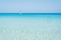 Sailboat sails alone in the Caribbean sea Royalty Free Stock Photo