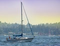 Sailboat without Sails on Lake Washington