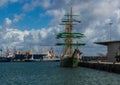 Sailboat in Santa Catalina Harbour. Royalty Free Stock Photo