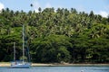 Sailboat at Savusavu harbor, Vanua Levu island, Fiji Royalty Free Stock Photo