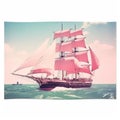 Sailboat with scarlet sail in a waves. Generative AI