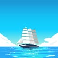 Large sailing ship on azure water