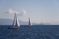 Sailboat and sea.