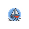 Sailboat in the sea filled outline icon