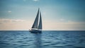 sailboat on the sea Lone modern sail boat sailing on calm blue water Royalty Free Stock Photo