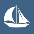 Sailboat in the sea, simple sailboat silhouette