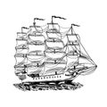 Sailboat in the sea, summer adventure, active vacation. Seagoing vessel, marine ship or nautical caravel. Water