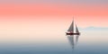Sailboat on the sea at sunset with reflection in water. Royalty Free Stock Photo