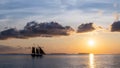 Sailboat at sunset, Key West in Florida. Royalty Free Stock Photo