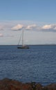 Sailboat seen from the rocks - Thunder Bay Marina, Ontario, Canada