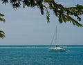 Sailboat Serenity at a Caribbean Reef Royalty Free Stock Photo