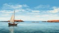 Sailboat Serenity: A Realistic Panoramic Illustration Of A Romantic Australian Landscape