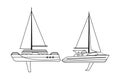 Sailboat ship marine travel pair black and white