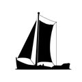 Sailboat silhouette isolated on white background. Royalty Free Stock Photo