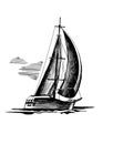 Single-masted sailboat sketch isolated