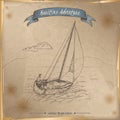 Sailboat sketch. Maritime adveture series. Royalty Free Stock Photo