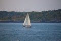 Sailboat slowly drifting across the bay Royalty Free Stock Photo