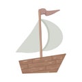 Sailboat. Small boat. Vector illustration in cartoon style. Isolated on white Royalty Free Stock Photo