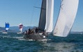 Sailboat with spinnakers at Rolex Cup