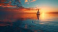 The sailboat at sunset.AI generated image Royalty Free Stock Photo