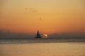 Sailboat in sunset - Cayman Royalty Free Stock Photo