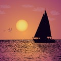 Sailboat Sunset Illustration Royalty Free Stock Photo