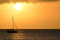 Sailboat Sunset Landscape Over Hawaii Ocean Waters Royalty Free Stock Photo