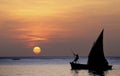 Sailboat at sunset in Mauritius island