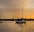 Sailboat at Sunset, Newport Bay, California